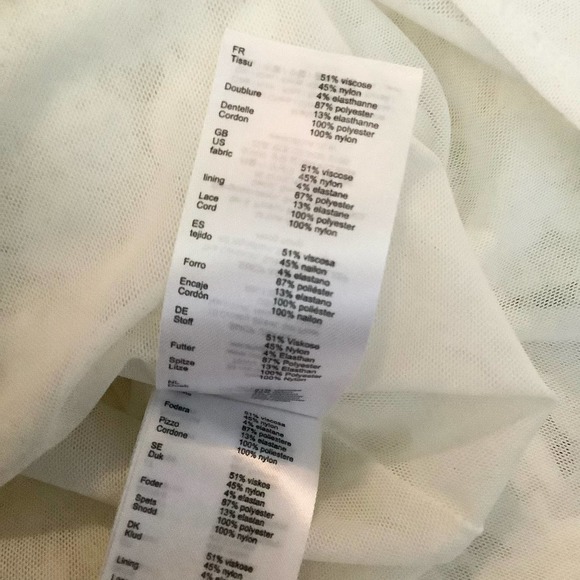 Maje Robby Soft Ecru Cream Black Velvet Ribbon Lace Up Dress 2 M - Picture 12 of 12